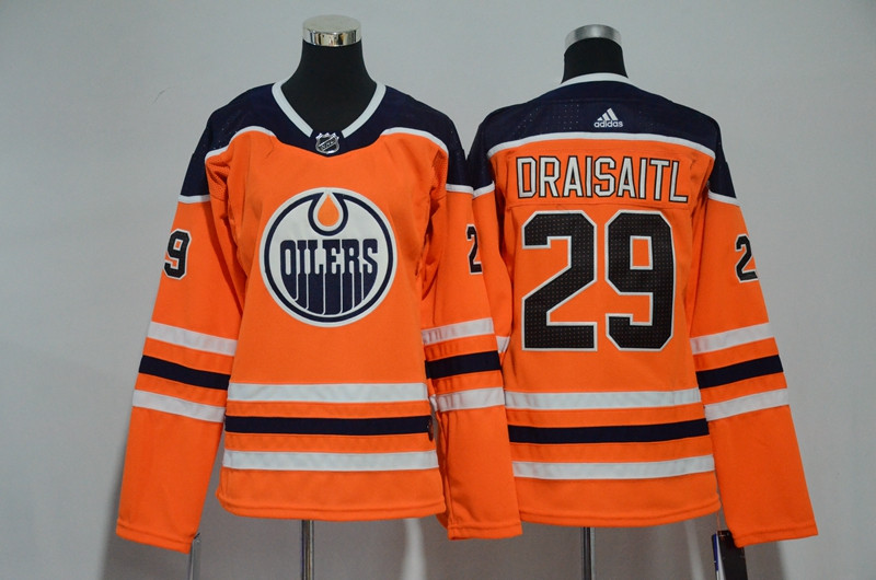 Oilers 29 Leon Draisaitl Orange Women  Jersey