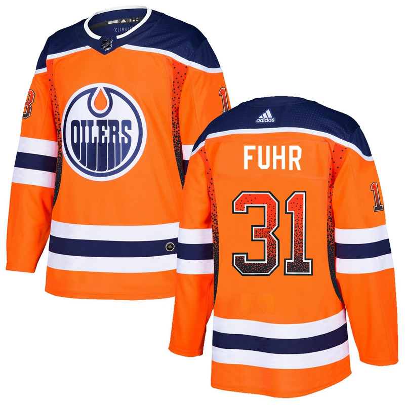 Oilers 31 Grant Fuhr Orange Drift Fashion  Jersey