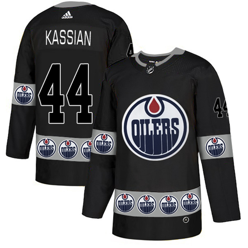 Oilers 44 Zack Kassian Black Team Logos Fashion  Jersey