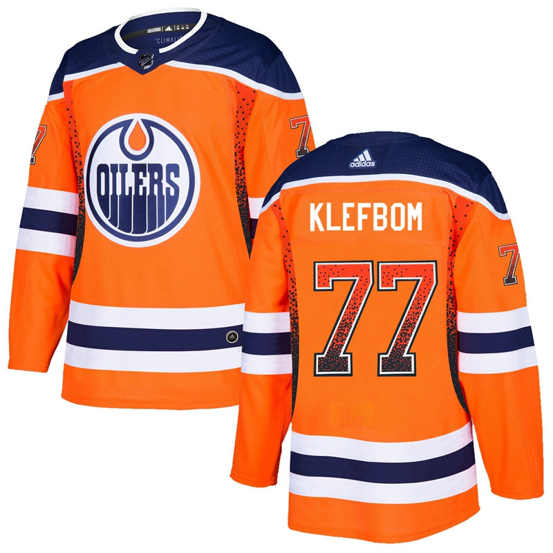 Oilers 77 Oscar Klefbom Orange Drift Fashion  Jersey