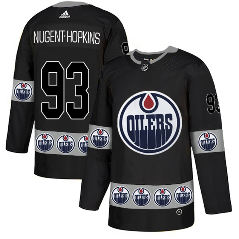 Oilers 93 Ryan Nuggent Hopkins Black Team Logos Fashion  Jersey