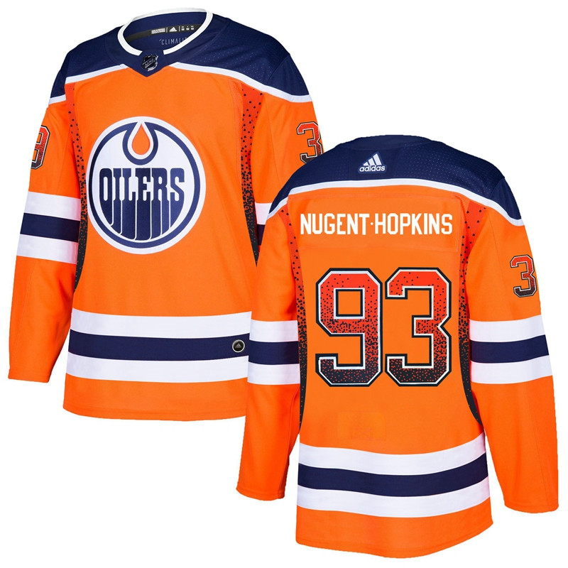 Oilers 93 Ryan Nuggent Hopkins Orange Drift Fashion  Jersey