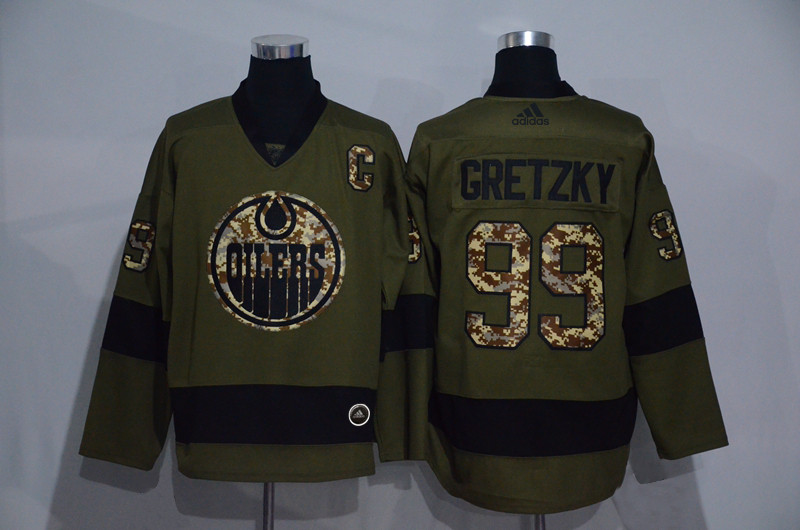 Oilers 99 Wayne Gretzky Olive Adidas Jersey