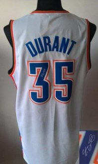 Oklahoma City Thunder Revolution 30 Autographed 35 Kevin Durant White Stitched NBA Jersey