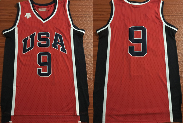 Olympics Team USA #9 Navy Stitched Basketball Red Jersey