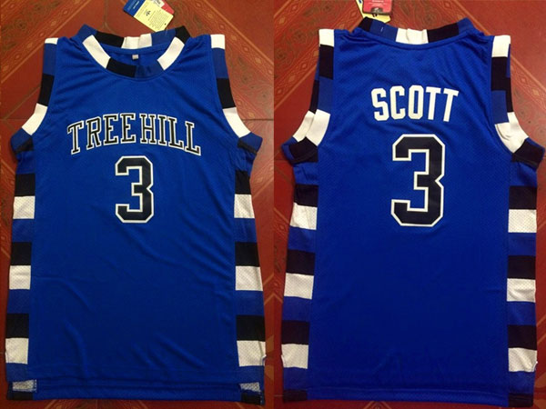 One Tree Hill Lucas Scott 3 Ravens Blue Basketball Jersey