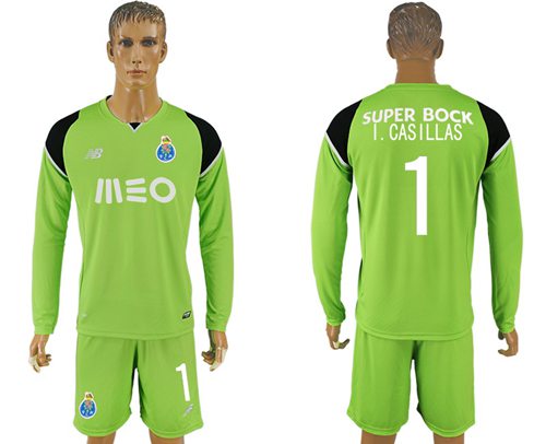 Oporto 1 I Casillas Green Goalkeeper Long Sleeves Soccer Club Jersey