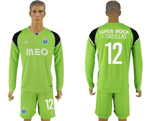 Oporto 12 I Casillas Green Goalkeeper Long Sleeves Soccer Club Jersey