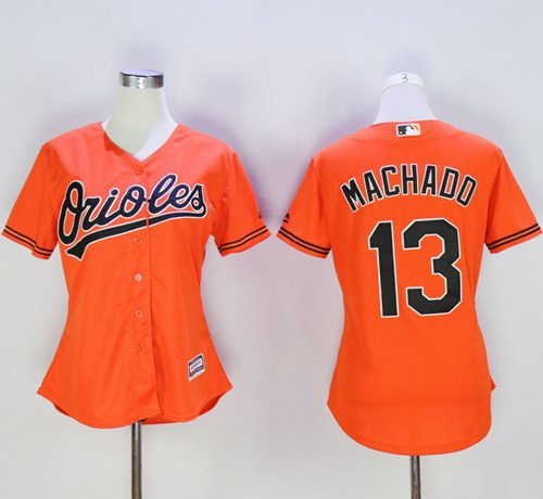 Orioles 13 Manny Machado Orange Women Alternate Stitched MLB Jersey