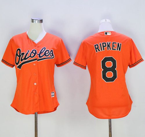 Orioles 8 Cal Ripken Orange Women Alternate Stitched MLB Jersey