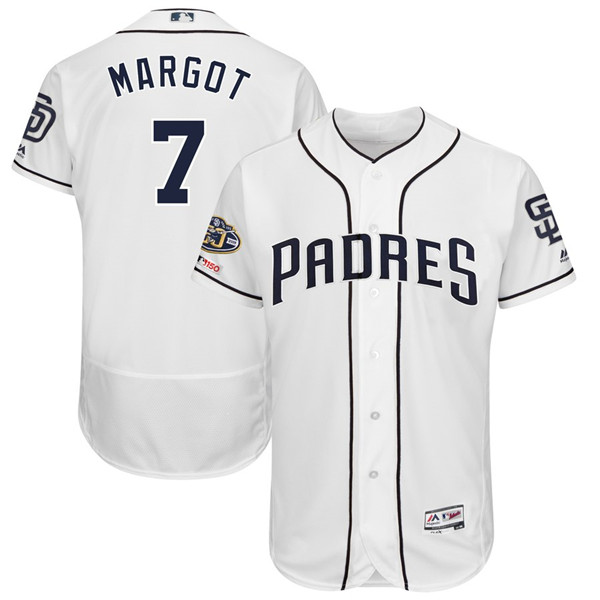 Padres 7 Manuel Margot White 50th Anniversary and 150th Patch FlexBase Jersey
