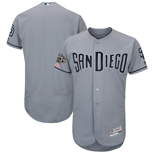 Padres Blank Gray 50th Anniversary and 150th Patch FlexBase Jersey