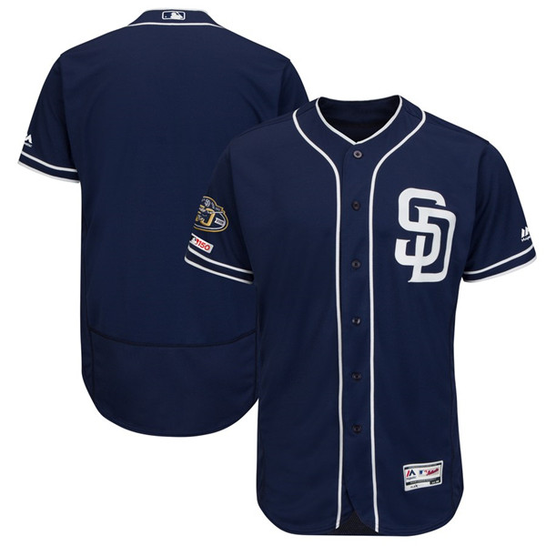 Padres Blank Navy 50th Anniversary and 150th Patch FlexBase Jersey