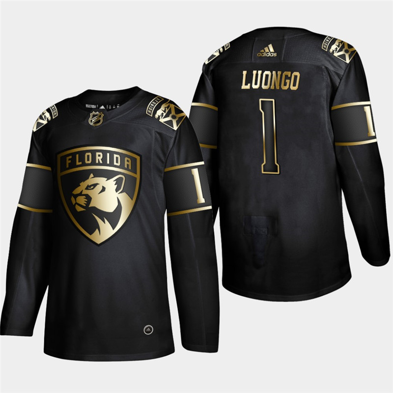 Panthers 1 Roberto Luongo Black Gold Adidas Jersey