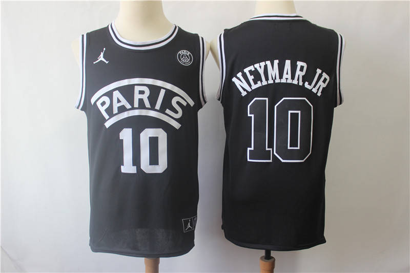 Paris Saint Germain 10 Neymar Jr Black Jordan Fashion Jersey