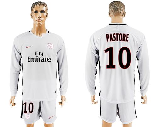 Paris Saint Germain 10 Pastore Sec Away Long Sleeves Soccer Club Jersey