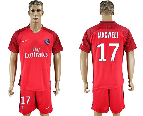 Paris Saint Germain 17 Maxwell Red Soccer Club Jersey