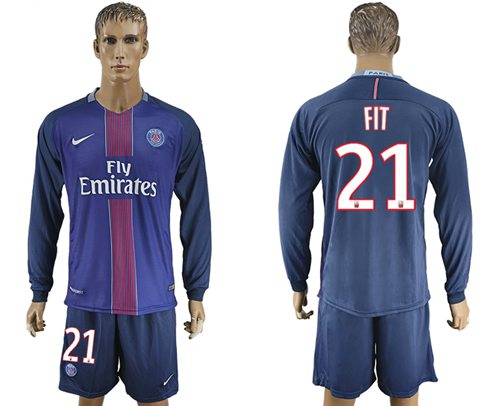 Paris Saint Germain 21 Fit Home Long Sleeves Soccer Club Jersey