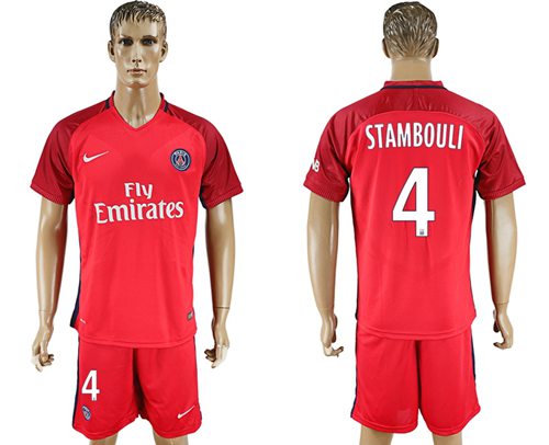 Paris Saint Germain 4 Stambouli Red Soccer Club Jersey