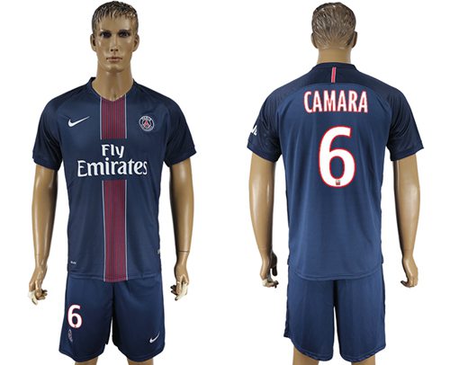 Paris Saint Germain 6 Camara Home Soccer Club Jersey
