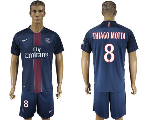 Paris Saint Germain 8 Thiago Motta Home Soccer Club Jersey
