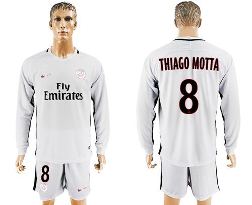 Paris Saint Germain 8 Thiago Motta Sec Away Long Sleeves Soccer Club Jersey