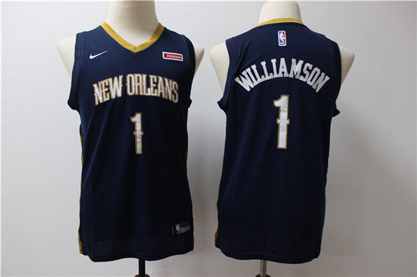 Pelicans 1 Zion Williamson Navy Youth Nike Swingman Jersey