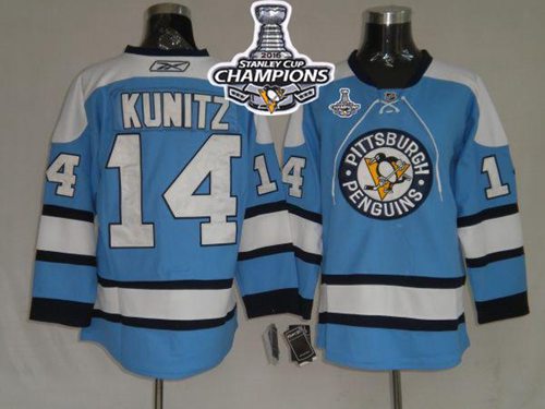 Penguins 14 Chris Kunitz Blue 2016 Stanley Cup Champions Stitched NHL Jersey