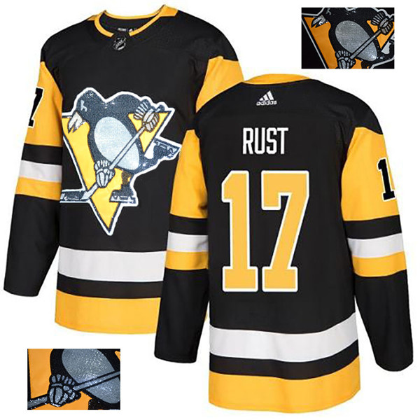 Penguins 17 Bryan Rust Black Glittery Edition  Jersey