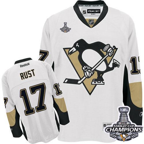 Penguins 17 Bryan Rust White 2016 Stanley Cup Champions Stitched NHL Jersey