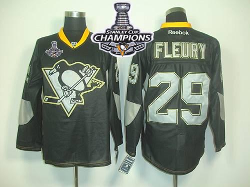 Penguins 29 Andre Fleury Black Ice 2016 Stanley Cup Champions Stitched NHL Jersey