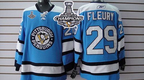 Penguins 29 Andre Fleury Blue 2016 Stanley Cup Champions Stitched NHL Jersey