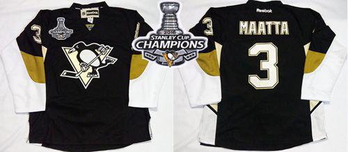 Penguins 3 Olli Maatta Black Home 2016 Stanley Cup Champions Stitched NHL Jersey