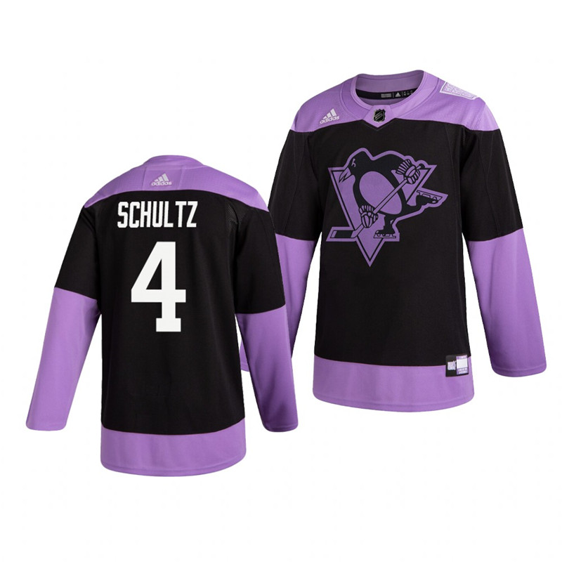 Penguins 4 Justin Schultz Black Purple Hockey Fights Cancer Adidas Jersey