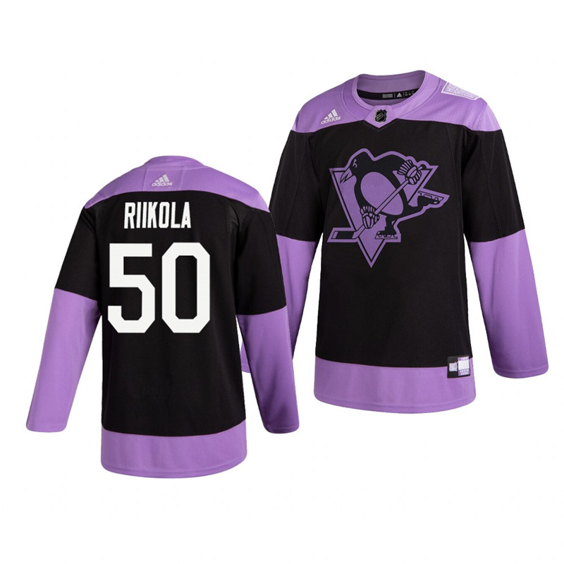 Penguins 50 Juuso Riikola Black Purple Hockey Fights Cancer Adidas Jersey