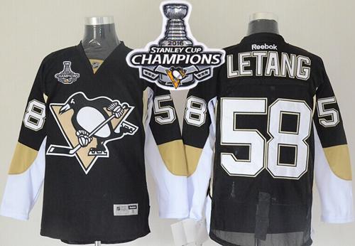 Penguins 58 Kris Letang Black 2016 Stanley Cup Champions Stitched NHL Jersey