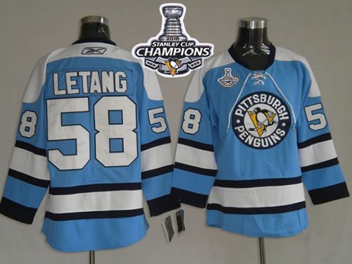 Penguins 58 Kris Letang Blue 2016 Stanley Cup Champions Stitched NHL Jersey