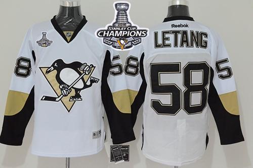 Penguins 58 Kris Letang White 2016 Stanley Cup Champions Stitched NHL Jersey