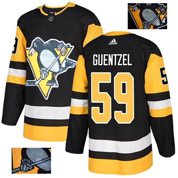 Penguins 59 Jake Guentzel Black Glittery Edition  Jersey