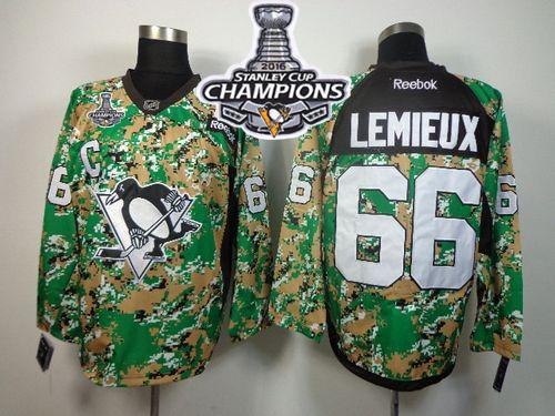 Penguins 66 Mario Lemieux Camo Veterans Day Practice 2016 Stanley Cup Champions Stitched NHL Jersey