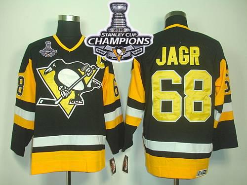 Penguins 68 Jaromir Jagr Black CCM Throwback 2016 Stanley Cup Champions Stitched NHL Jersey