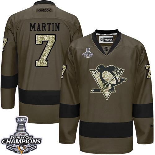 Penguins 7 Paul Martin Green Salute to Service 2016 Stanley Cup Champions Stitched NHL Jersey