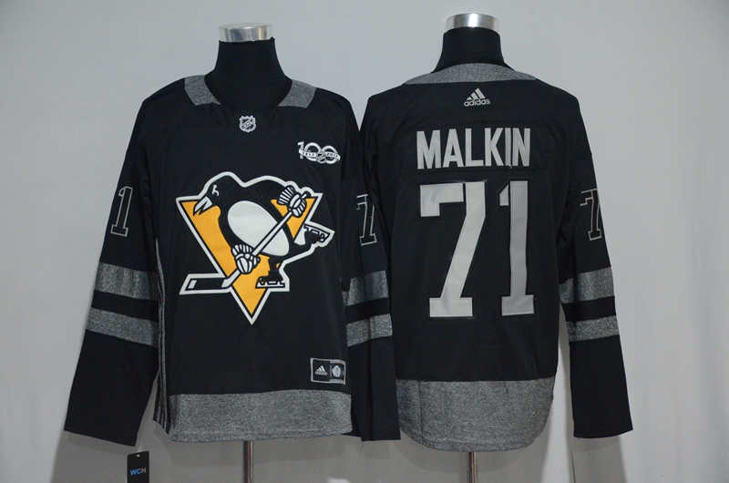 Penguins 71 Evgeni Malkin Black 100th Anniversary  Jersey
