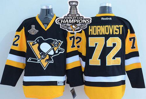 Penguins 72 Patric Hornqvist Black Alternate 2016 Stanley Cup Champions Stitched NHL Jersey