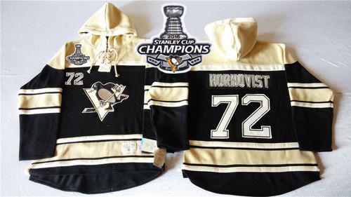 Penguins 72 Patric Hornqvist Black Sawyer Hooded Sweatshirt 2016 Stanley Cup Champions Stitched NHL Jersey