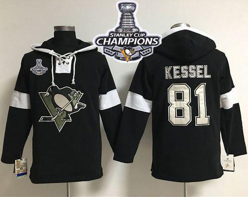 Penguins 81 Phil Kessel Black 2016 Stanley Cup Champions Pullover NHL Hoodie
