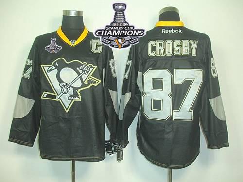 Penguins 87 Sidney Crosby Black Ice 2016 Stanley Cup Champions Stitched NHL Jersey