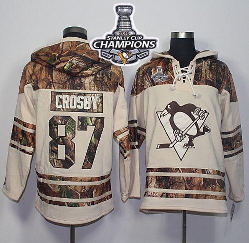 Penguins 87 Sidney Crosby Cream Camo 2016 Stanley Cup Champions Stitched NHL Jersey