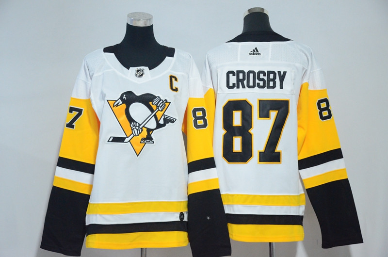Penguins 87 Sidney Crosby White Women  Jersey