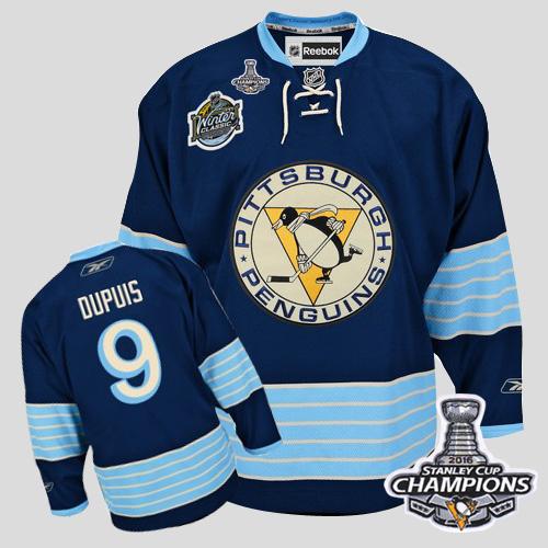 Penguins 9 Pascal Dupuis 2011 Winter Classic Vintage Dark Blue 2016 Stanley Cup Champions Stitched NHL Jersey